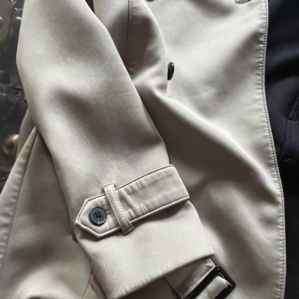 ZARA Classic Double-Breasted Tan Trench Coat - Picture 6 of 9